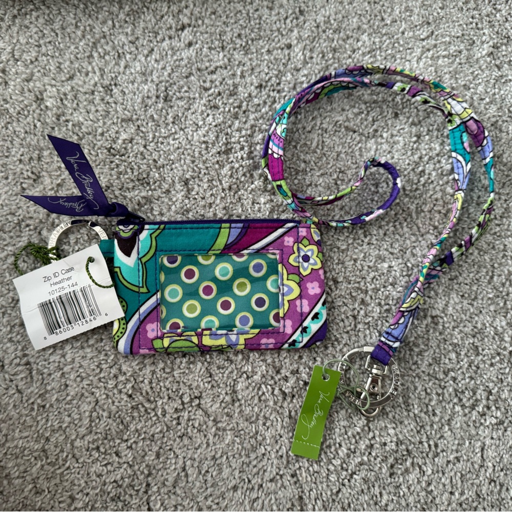 Vera Bradley Zip ID Case and Lanyard (Heather)